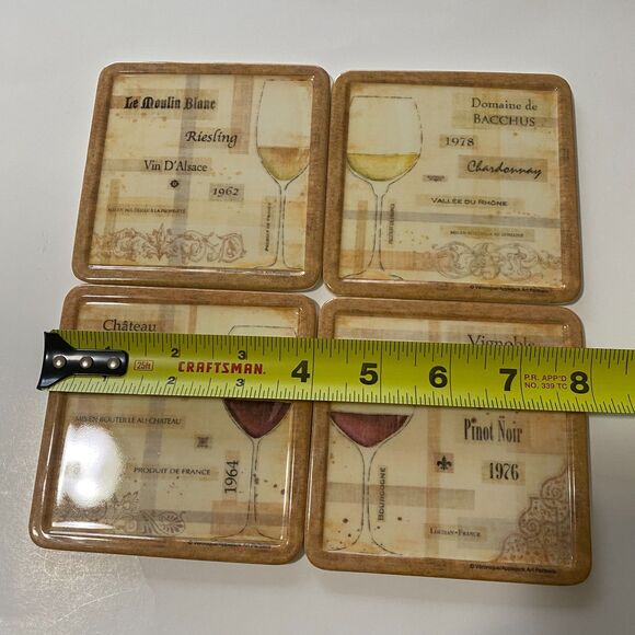 Vintage Plastic Coasters PRECEDIO 1960th Applejack Art Partners Design 4 pieces - Picture 2 of 8